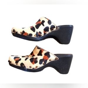 Naturalizer Leopard Print Calf Hair Leather Clog Accents Round Toe 8.5M